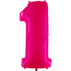 HOT PINK SHINY WHITE NUMBER 1 SHAPE 40" PKT