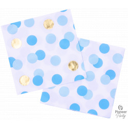 BLUE & GOLD DOTS 3-PLY PAPER NAPKINS 16CT (YFO)