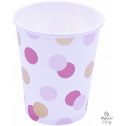 PINK & GOLD DOTS PAPER CUPS 250ML 8CT (YFN)