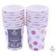 PINK & GOLD DOTS PAPER CUPS 250ML 8CT (YFN)