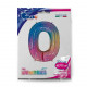 COLOURFUL RAINBOW HOLOGRAPHIC NUMBER 0 SHAPE 40" PKT