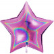 FUCHSIA GLITTER HOLOGRAPHIC STAR 36" PKT