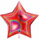 RED GLITTER HOLOGRAPHIC STAR 36" PKT