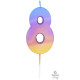 RAINBOW OMBRE NUMBER 8 CANDLE (YEV)
