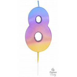 RAINBOW OMBRE NUMBER 8 CANDLE (YEV)