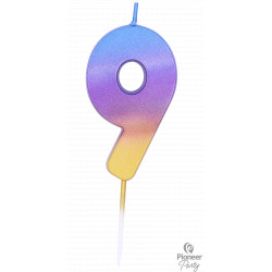 RAINBOW OMBRE NUMBER 9 CANDLE (YEV)