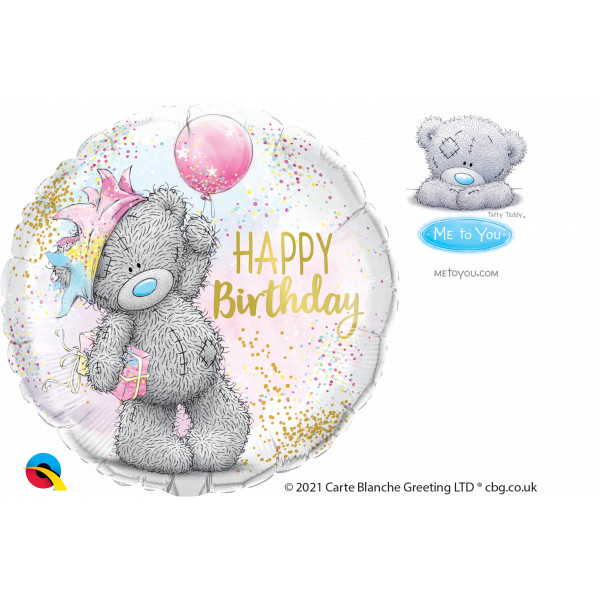 tatty teddy holding balloons