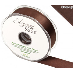 CHOCOLATE ELEGANZA DOUBLE FACED SATIN RIBBON 25mm X 20m 