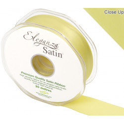 PALE YELLOW ELEGANZA DOUBLE FACED SATIN RIBBON 25mm X 20m 