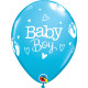 BABY BOY FOOTPRINTS & HEARTS 11" PALE BLUE & ROBIN'S EGG BLUE (25CT) YGX