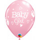 BABY GIRL FOOTPRINTS & HEARTS 11" PINK & ROSE (25CT) YGX