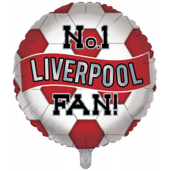 NO.1 LIVERPOOL FAN RED & WHITE FOOTBALL 18" ROUND PKT