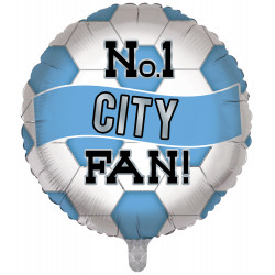 NO.1 CITY FAN BLUE & WHITE FOOTBALL 18" ROUND PKT