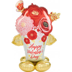 PAINTED FLOWERS HAPPY VALENTINE'S DAY P70 AIRLOONZ PKT (39" X 53") (LIMITED STOCK)