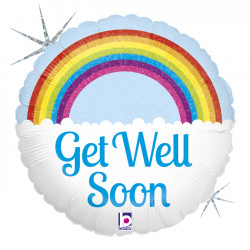RAINBOW GET WELL SOON HOLOGRAPHIC 9" FLAT