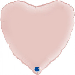 PASTEL PINK SATIN HEART 18" GRABO PKT
