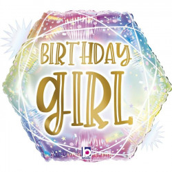 OPAL PASTEL GEO BDAY GIRL GRABO 18" HOLOGRAPHIC PKT