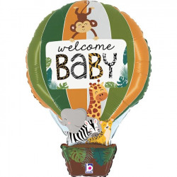 JUNGLE ANIMALS WELCOME BABY 30" GRABO SHAPE C PKT