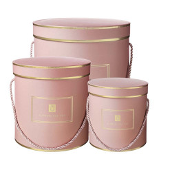 PINK WITH GOLD TRIM HAMILTON HAT BOXES (SET OF 3)