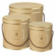 NATURAL BROWN WITH GOLD TRIM HAMILTON HAT BOXES (SET OF 3)