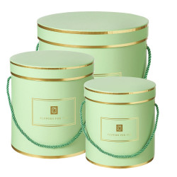 GREEN WITH GOLD TRIM HAMILTON HAT BOXES (SET OF 3)