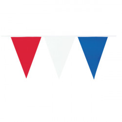 RED, WHITE & BLUE PLASTIC PENNANT BUNTING 36M x 45.7cm