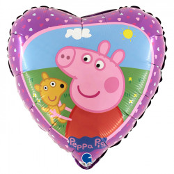 PEPPA PIG & TEDDY HEART 18" PKT