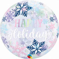 HAPPY HOLIDAYS SNOWFLAKES 22" SINGLE BUBBLE SALE  (LIMITED STOCK)