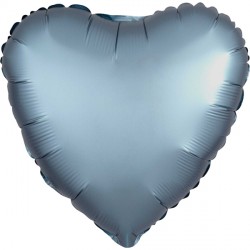 STEEL BLUE SATIN LUXE HEART STANDARD S15 FLAT SALE