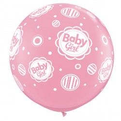 BABY GIRL DOTS-A-ROUND 3' PINK (2CT)