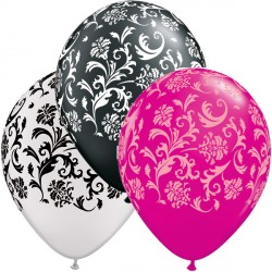 DAMASK PRINT 11" WILD BERRY, ONYX BLACK & PEARL WHITE (50CT) LBR (LIMITED STOCK) SALE