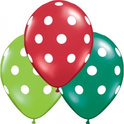 BIG POLKA DOTS 11" EMERALD GREEN, RUBY RED & LIME GREEN (50CT) (LIMITED STOCK) SALE