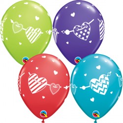 BANNER HEARTS 11" RED, VIOLET, TEAL & LIME (25CT) YGX (LIMITED STOCK) SALE