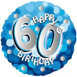 BLUE SPARKLE PARTY HAPPY 60TH BIRTHDAY STANDARD S40 PKT