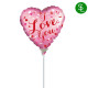 CONFETTI HEARTS SATIN LOVE YOU 9" A15 INFLATED WITH CUP & STICK