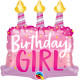 CAKE & CANDLES BIRTHDAY GIRL 14" MINI SHAPE FLAT JW