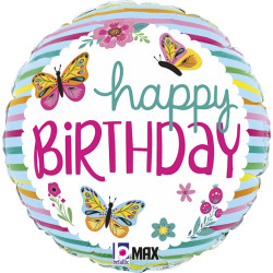 COLOURFUL BUTTERFLIES HAPPY BIRTHDAY 18" PKT