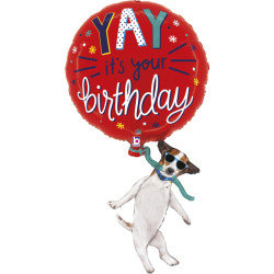 YAY BIRTHDAY DOG GRABO 38" SHAPE I PKT (PRE ORDER)