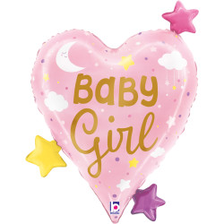 HEART STARS BABY GIRL GRABO 25" SHAPE D PKT