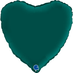 EMERALD GREEN SATIN HEART 18" GRABO PKT (PRE ORDER)