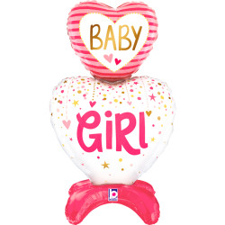 BABY GIRL HEARTS GRABO STANDUP SHAPE 28" PKT (PRE ORDER)
