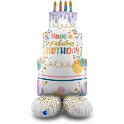 FANCY CAKE HAPPY BIRTHDAY GRABO STANDUP SHAPE MX5 48" PKT