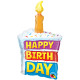 RAINBOW CAKE & CANDLE HAPPY BIRTHDAY 14" MINI SHAPE FLAT JW